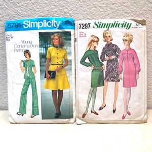 Simplicity Patterns # 6791 #7297 Vintage Fashion Design. 2 Pattern Sets.